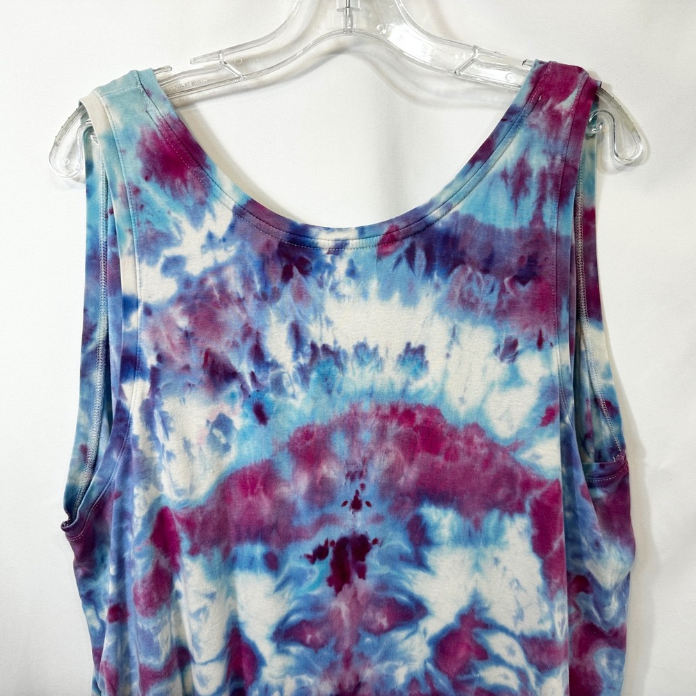 Ava & Viv Plus Size 2X Tank Top Tie‎ Dye Handmade Blue Purple Hippie Boho 1779 - Picture 5 of 10